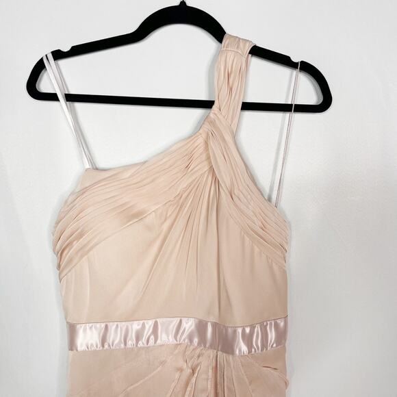 Adrianna Papell US Size 10 Light Pink One Shoulder Tiered Ruffle Cocktail Dress - Picture 3 of 12
